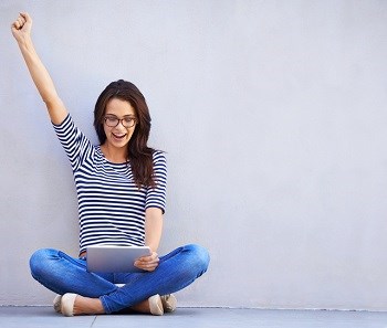 woman on a tablet