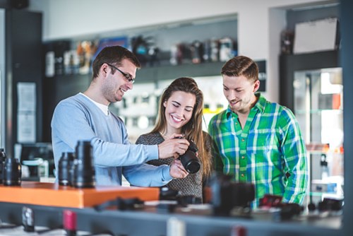 Customers buying a camera