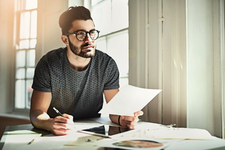 man studying