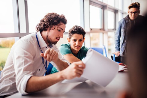 teacher and student in discussion