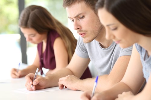 students working in class