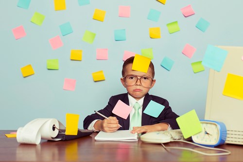 child with post it notes