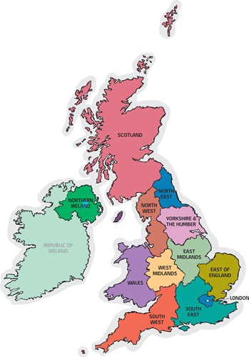 regional map of Britain