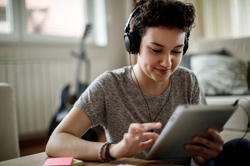 student using tablet
