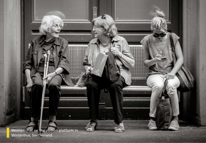 women on bench