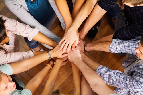 group of hands