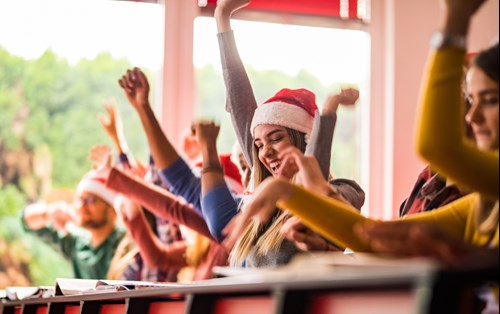 class with santa hats