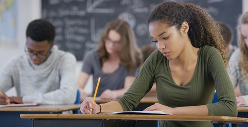 student at desk