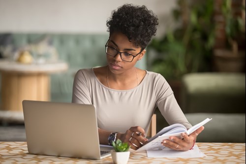 Student and laptop