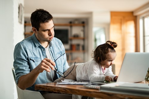 working at home with children