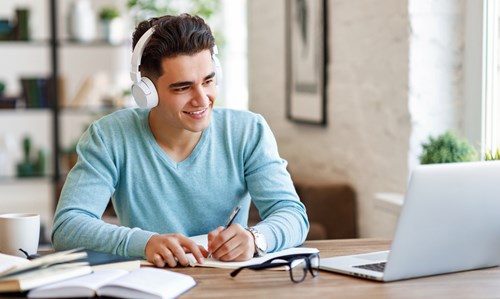 student at laptop