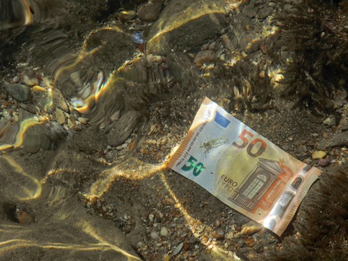 bank note in water