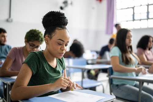 student in classroom